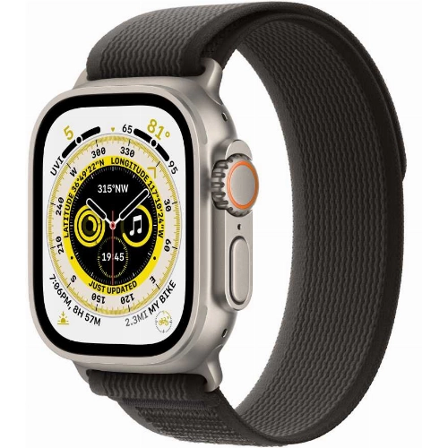 Apple Watch Ultra GPS + Cellular, 49 мм, корпус из титана, ремешок Trail черного/серого цвета, размер S/M